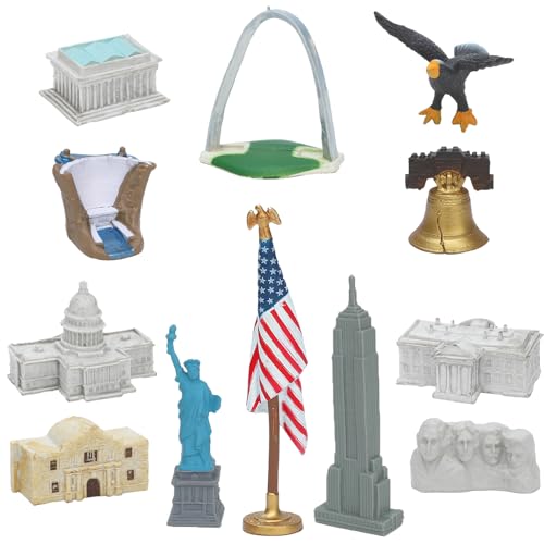 ONEST 12 Pieces Mini World Building Model Playsets Famous Architecture Figurines - style: C Set