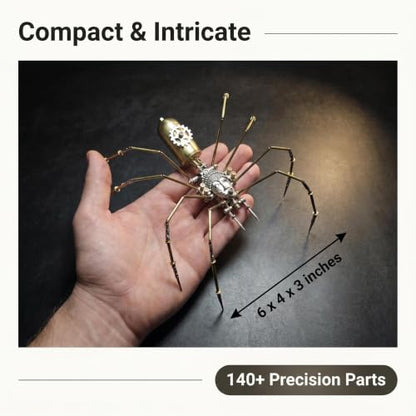 Retro Steampunk Mechanical Insect Craft – 140+ Parts 2-3 Hours Build Time 96% Success Rate 3D Metal Spider Puzzle Unique for 14+ Teens Men Adults Desk Ornament (Frons Spider) - style: Frons Spider