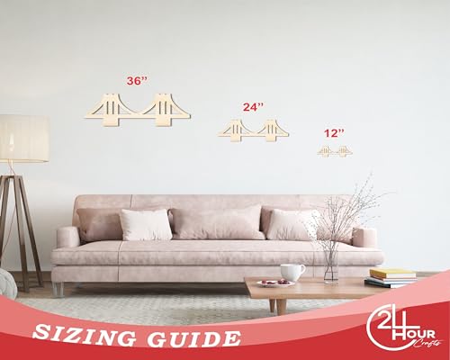 Unfinished Wood Bridge Shape | Landmark | Craft Cutout | up to 46" DIY 10" / 1/4" - size: 10", style: 1/4" Thick Wood