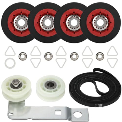 4392067 Dryer Repair Kit with W10837240 Dryer Idler Pulley, Fit for whirlpool Cabrio maytag Bravos XL kenmore Dryer, Includes WPW10314173 Drum Roller, 661570V Belt, 279640 Idler Pulley