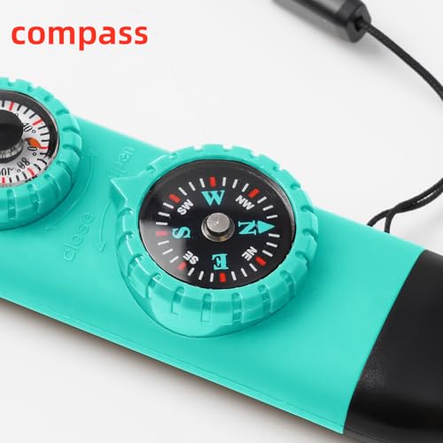 Emergency Survival Safety Whistle，Whistle for Kids with Lanyard,Compass,Thermometer,Ideal for Kayaking, Boating, Hiking, Camping, Climbing - color: TURQUOISE