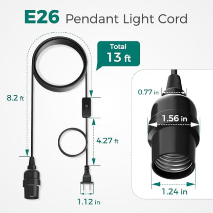 DiCUNO Pendant Light Cord, for Hanging Paper Lantern, 13 Ft, Black, 1-Pack - style: 13ft - Black