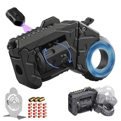Metal Fidget Gun EDC Toy - Stress Relief Spinner Fidget Toys Adults with Shell Ejection, Bullets & Target, Desk Toys for Men Women (Black)
