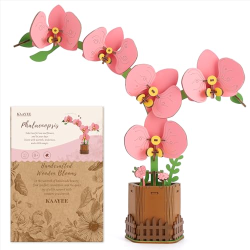 Kaayee 3D Wooden Flower Puzzles Phalaenopsis, Wood Flowers Craft for Adults - color: Phalaenopsis