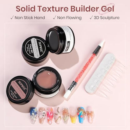 Clear and Nude Solid Builder Gel for Nails Extension 3D Hard Gel - color: Clear and Dark Nude