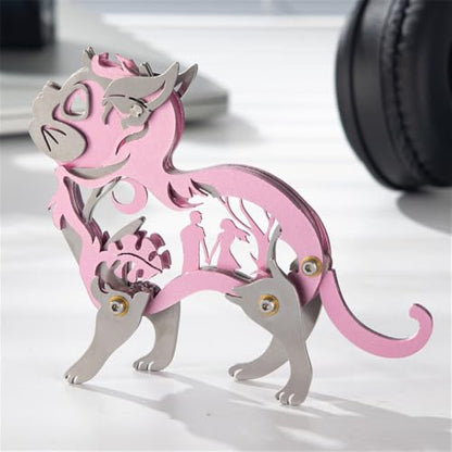 Dream Cat 3D Metal Puzzle, Pink, 37 Pieces - color: Dream Cat Pink
