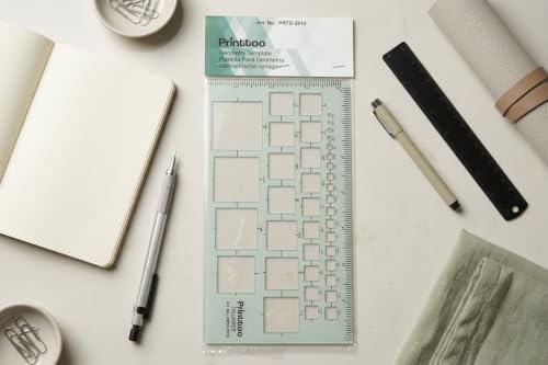 Printtoo Square Geometry Template Drafting Stencil Ruler Technical Tool Set - color: Series -PRTD-2810A