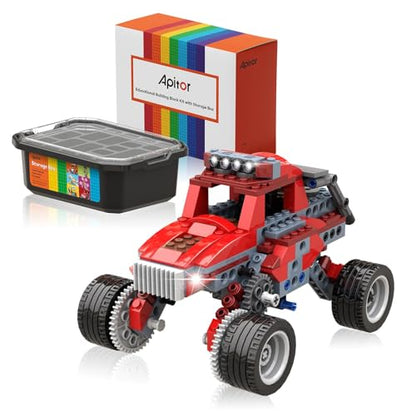 Apitor Robot B STEM Kits - Includes Large Storage Organizer, 8 in 1 Electric Monster Truck Building Toys for Kids 6-8 8-10, Educational Construction Science Kit for Boys 6-12 Christmas Birthday Gift - style: Robot B(Storage)