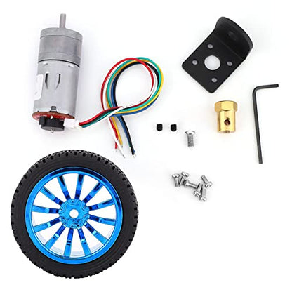 DIY Encoder Gear Motor with Mounting Bracket 65mm Wheel Kit, JGA25-371 Metal Gears DC12V for Smart Car Robot Printer Machinery Equipment (Speed 50) - size: Speed 50
