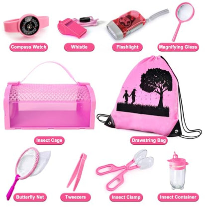 Bug Catcher Kit & Outdoor Explorer Kit for Kids, 10 Pcs Bug Catching Kit - color: Pink