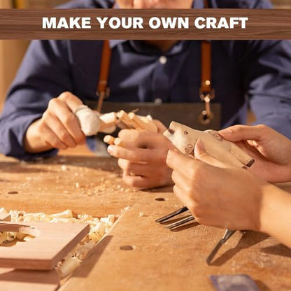39 Pcs DIY Wood Carving Kit, 9 Basswood Blocks Carving Knives Storage Bag - color: Dark Brown-m