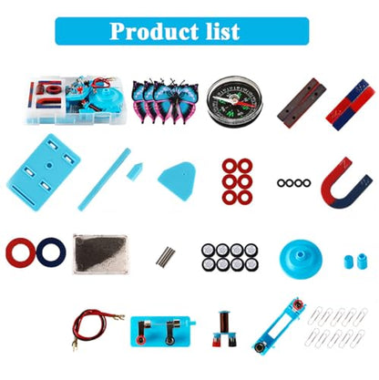 Science Magnets Experiment Set for Kids Electricity and Magnetism Kit for Students Stem Kit Physics Lab Basic Circuit Tools for Learning Starter
