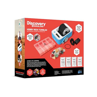 Discovery™ Rock Tumbler Deluxe Set – Stone Polishing Kit with Rocks, 4 Grits, Gem Case| STEM Science Project Kit for Kids & Beginners| Cool Toy for Boys & Girls Ages 8+