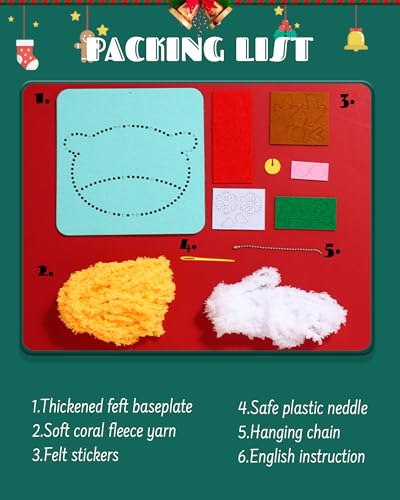 PupuMiao Sewing Kit for Kids DIY Embroidery Sewing Kit Cute Animal Sewing Projects Easy Crafts with English Instructions, Perfect for Beginners, Girls Boys Ages 4-12 (Christmas Theme) - color: Christmas Theme