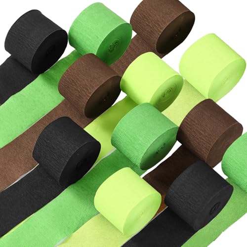 Epakh 12 Rolls Black Green Brown Crepe Paper Streamers 984ft - color: Black Green Brown