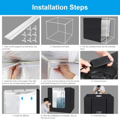 PULUZ Photo Light Box 40x40in, 306 LED Photo Background Shooting Tent - size: 40*40 Inch