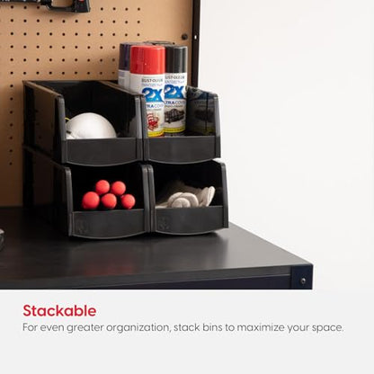IRIS USA 8-Pack, Medium Stackable Storage Bins, Black - size: Medium - 8 Pack