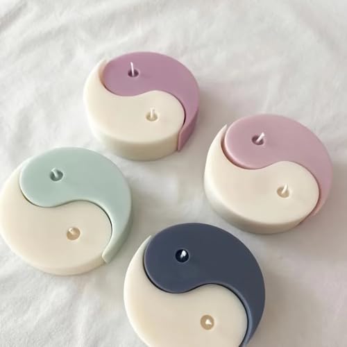 Candle Molds - Silicone Mold for Candles Making, DIY 3D Moulds for Soy Wax, Beeswax, Scented Candle, Valentine's Day Gifts (Tai-ji) - color: Tai-ji