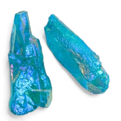 Crystals, Rocks, Jade, Crystals and Healing Stones, Witchcraft Supplies, Healing Crystals, Stones, Healing Stones, Rock Collection, Agate, Raw Stones (Aqua Aura Quartz, 2 Pcs) - color: Aqua Aura Quartz