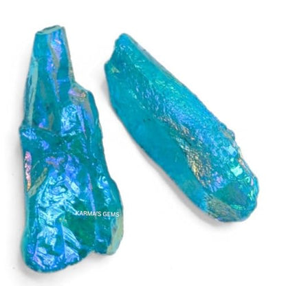Crystals, Rocks, Jade, Crystals and Healing Stones, Witchcraft Supplies, Healing Crystals, Stones, Healing Stones, Rock Collection, Agate, Raw Stones (Aqua Aura Quartz, 2 Pcs) - color: Aqua Aura Quartz