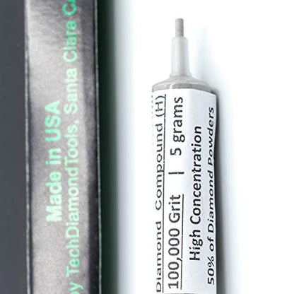 TechDiamondTools Diamond Polishing Compound Polishing Paste USA Made 100,000 Grit 0-0.25 Micron for Marble Glass Metal Rock Jewelry Resin Silver Chrome Gemstone with High Concentration Diamond Powder - size: 100,000 grit / 0 - 0.25 microns