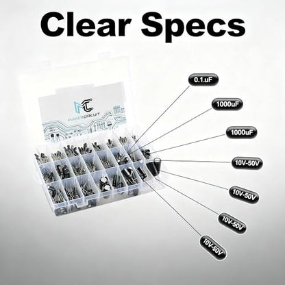 480pcs 24-Value Electrolytic Capacitor Kit 0.1uF-1000uF 10V 16V 25V 50V Capacitors Set Electronic Components for DIY Electronics Repair