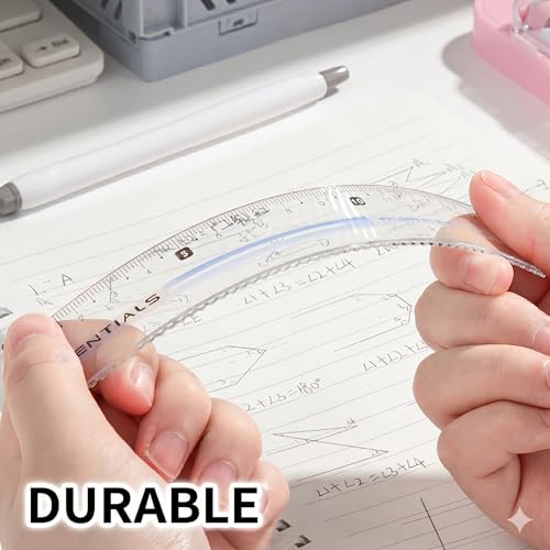8 Pc Geometry Set with Storage Box - Metal Compass, Ruler and Protractor Kit with Pencil Eraser for Students - color: Blue