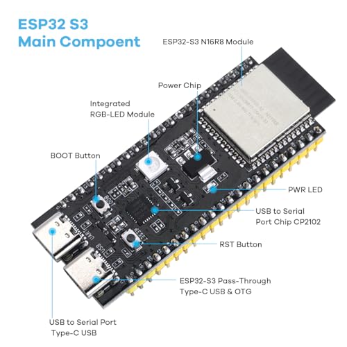 LAFVIN AI Chatbot Kit for ESP32-S3, Preloaded OpenAI & Deepseek Voice Assistant Projects, Voice Wake-up & Real-time Interruption, Suitable for Learning AI and IoT Projects.