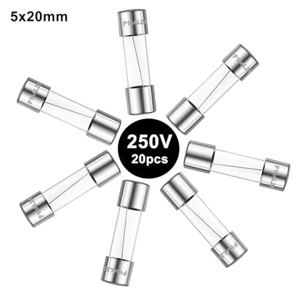 20PCS F10AL250V 5 x 20mm Fast Blow Glass Fuses 10A 10Amp 250V Glass Fuse,0.2 x 0.78 Inch - size: 10A