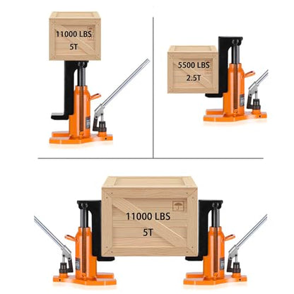 Hydraulic Toe Jack 5T/2.5T Manual Hydraulic Claw Jack 11000lbs/5500lbs Floor Jack with Rubber Pads - style: 5T