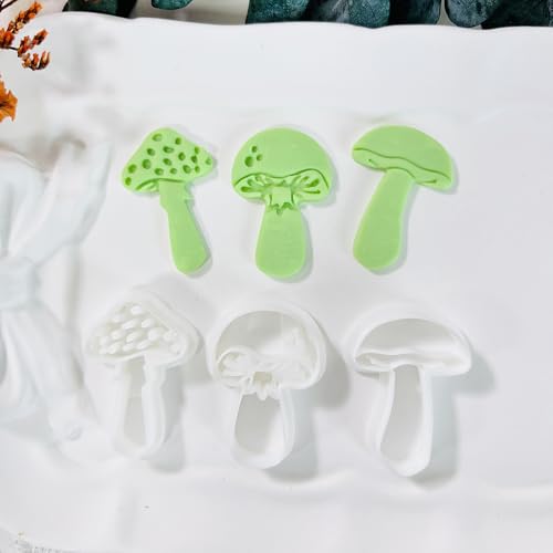 Xaekicr 3pcs Mushroom Clay Cutters – Polymer Clay Cutters for Earrings, Textured Clay Molds, Clay Tools for Polymer Clay Jewelry Making - color: 2N color