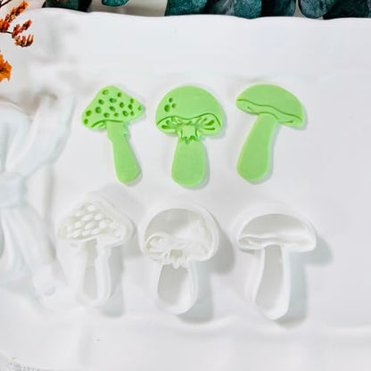 Xaekicr 3pcs Mushroom Clay Cutters – Polymer Clay Cutters for Earrings, Textured Clay Molds, Clay Tools for Polymer Clay Jewelry Making - color: 2N color