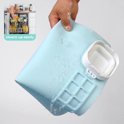 AWOKE Silicone Painting Mat - 20"X16" Silicone Art Mat with 1 Water Cup for Kids - Craft Mat has12 Color Dividers - 2 Paint Dividers (Blue),Toddler Activities,3 4 5 Year Old Girl Boy Birthday Gifts - color: Blue