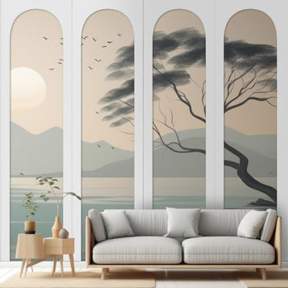 Nuanchu 4 Set 118 x 31.5 Inch Arch MDF Wall Molding Kit - size: 118 x 31.5 x 0.2 Inch