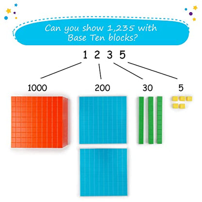 Simply magic 131 PCS Base Ten Blocks for Math - Math Counters - Math Cubes