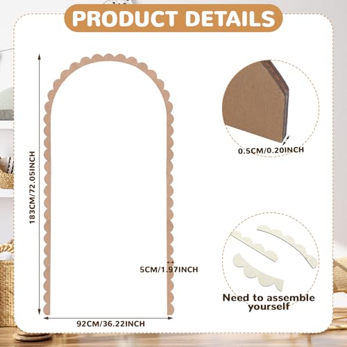 Novabright Unfinished Wood Arch Trim, 72 x 36 Inch, Scalloped - size: 72 x 36 Inch, style: Scalloped