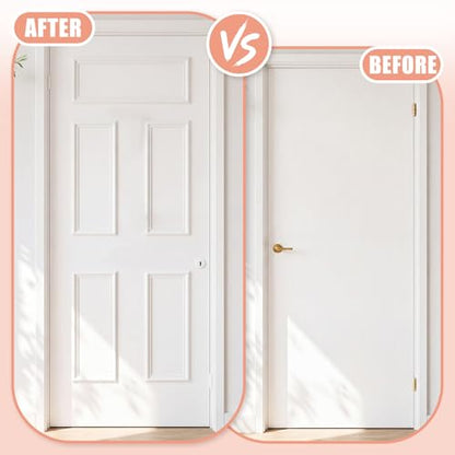 1 Set Peel and Stick Door Moulding Trim Kit Premade Self-Adhesive Wainscoting Panels 3D Flexible Door Moulding for Mirror Window Wall Accent(Neutral,Top 22 x 9.3" Middle 24.3 x 9.3" Bottom 16 x 9.3") - size: Top 22 x 9.3" Middle 24.3 x 9.3" Bottom 16 x 9.