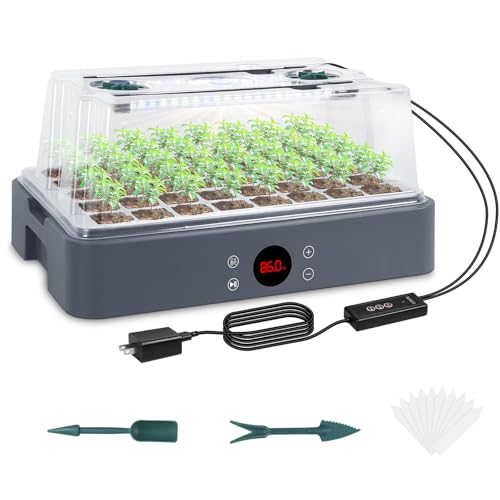 Sondiko Seed Starter Tray with Grow Light, Heated Seed Starter Kit - color: Gray
