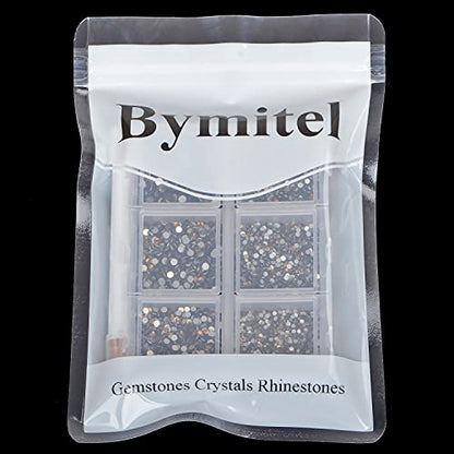 Bymitel 7200 Pieces 6 Mixed Sizes Glue Fix on Glass Rhinestones Round Crystal Gems Flatback for DIY Jewelry Making with one Picking Pen(6-Sizes 7200PCS, Smoked Topaz) - color: Smoked Topaz, size: 6-SIZES 7200PCS