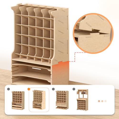 Paint Rack Organizer for 30 Bottles, Craft Supplies Storage, MDF Material, Tools Storage Suitable for Tamiya Paints, Miniature Model Paint Set GK9 - size: 30 Holes Paints