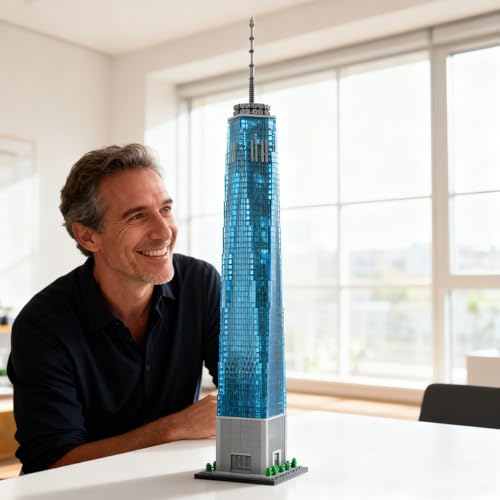 1 World Trade Center Building Blocks Set for Adults, 3153PCS MOC-159549 1/800 World Famous Landmark Street Scene Building Bricks Set, DIY New York Architecture Model Gift - style: 1 World Trade Center