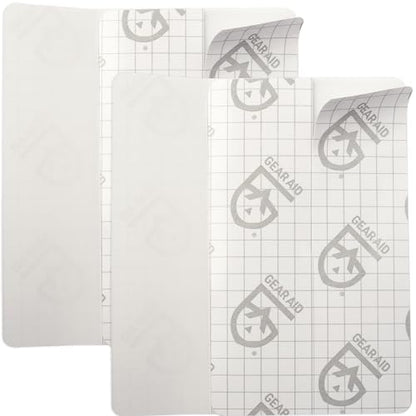 GEAR AID Tenacious Tape Flex Heavy Duty Patches for Fixing Holes and Rips in Outdoor Fabrics, Vinyl, Pool and Snow PVC Inflatables, Peel-and-Stick, Clear, Two 3" x 5" Patches - style: 2 Pack