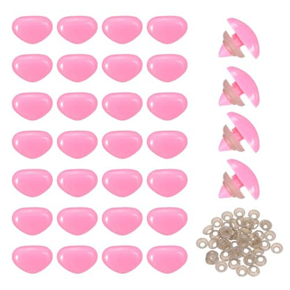 MECCANIXITY 50set 15mm Large Plastic Triangle Safety Noses Pink with Washer for Crochet Stuffed Animal Doll Craft Puppet Plush Toy Bear - color: Pink, size: 15mm
