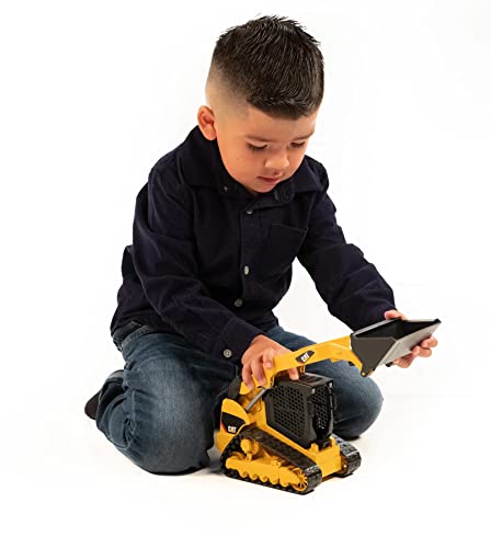 Bruder 02137 Construction Realistic CAT Compact Track Loader with Adjustable and Lockable Loading Arm and Moveable Rubber Chains - Ages 3+