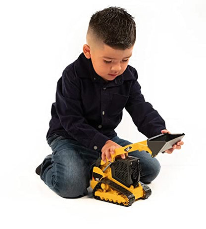 Bruder 02137 Construction Realistic CAT Compact Track Loader with Adjustable and Lockable Loading Arm and Moveable Rubber Chains - Ages 3+