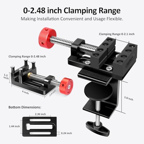 ArtyMaster Mini Drill Press Vise with Rubber Soft Jaws, 0-2.48" Clamping Range Mini Vice Clamp for Crafts, Jewelry Making, Modeling and Repairs, Precision Aluminum Small Vise for Small Projects - style: Mini Vise+C-clamp