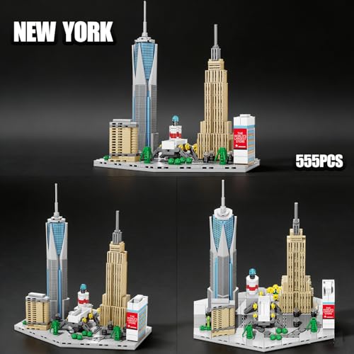 3 Famous World Architecture Skyline Collection Building Set, Paris, New York City, San Francisco Includes Golden Gate Bridge, Eiffel Tower etc, Ideal Valentine's Day Gift for Lover(1648PCS) - style: 3 Skyline-1