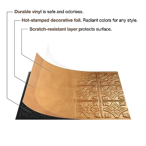 FASÄDE Fleur de Lis Decorative Vinyl Backsplash 15 sq ft Kit in Bermuda Bronze - color: Bermuda Bronze