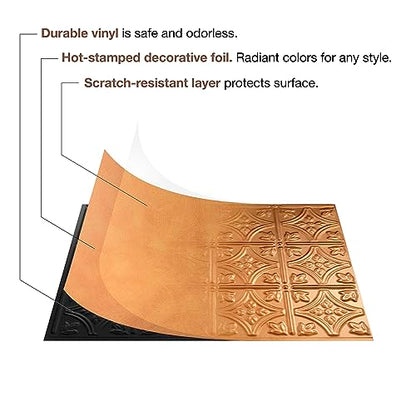FASÄDE Fleur de Lis Decorative Vinyl Backsplash 15 sq ft Kit in Bermuda Bronze - color: Bermuda Bronze