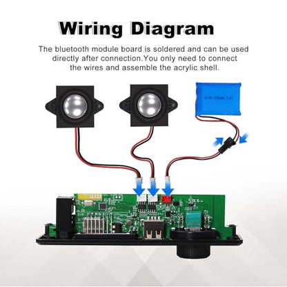 DIY Bluetooth-Compatible Speaker Kit with FM Radio Recording Function USB Mini Home Sound Stereo Amplifier TF/AUX/MIC Support Remote Control STEM Electronic Projects for Home and School Education LB - size: JX-BT-FM-Lithium battery+charging cable